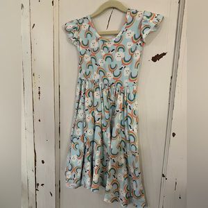 GUC DotDotSmile Size 5/6 Blue Background with rainbows, clouds and unicorns